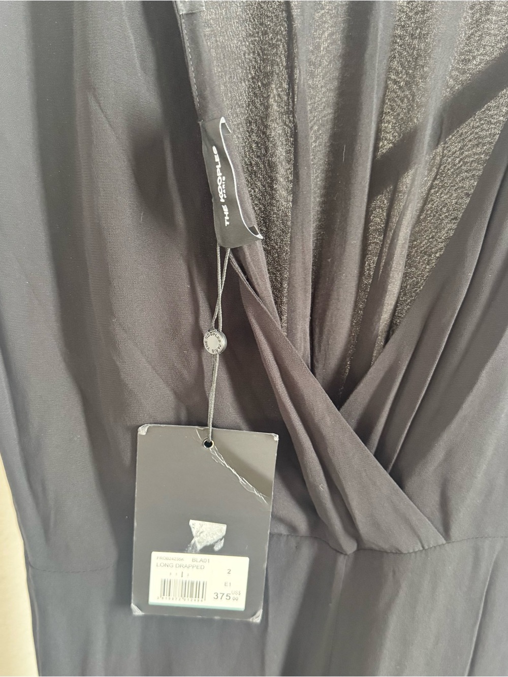 The Kooples Long Draped Black Sleeveless High-Low Ruffle Dress - Picture 5 of 11